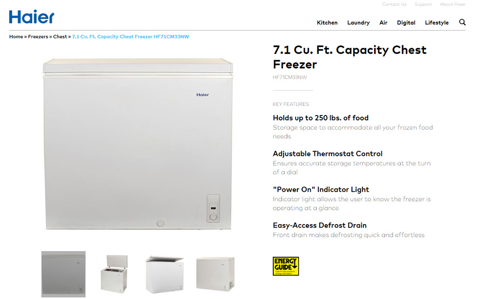 Haier product info