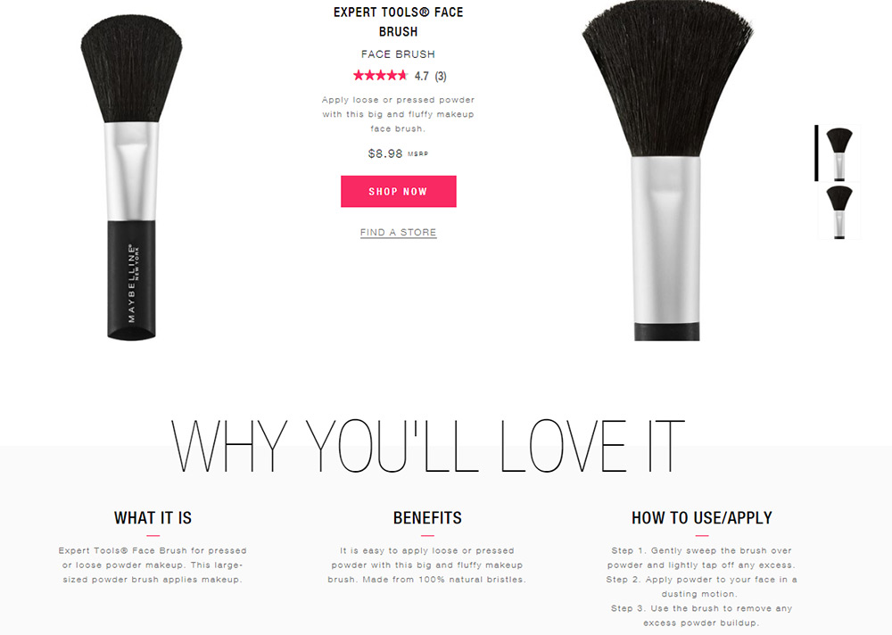 Maybelline ecommerce product page
