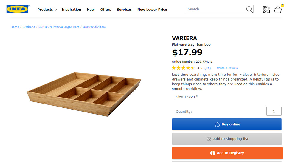 IKEA product page design