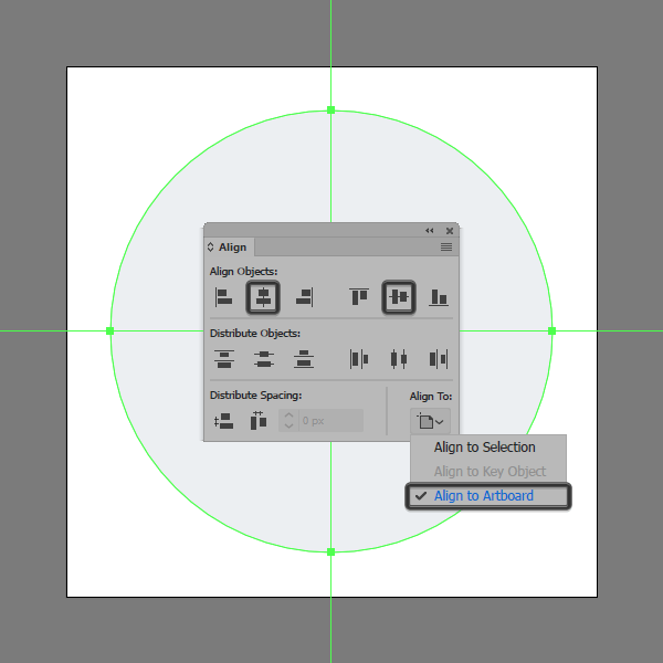Creating a circle and aligning it to the art board