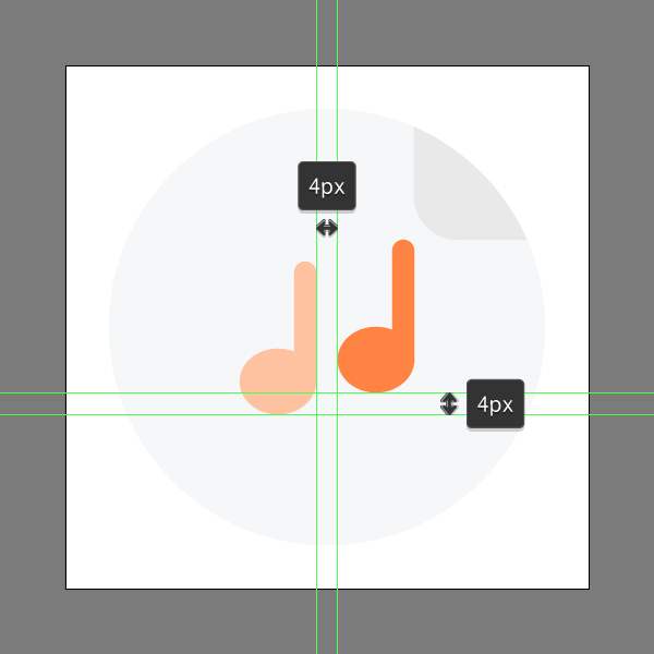 Adding the second half of the music note
