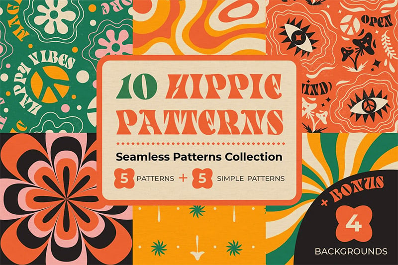 '60s Patterns and Backgrounds for Authentic Retro Designs