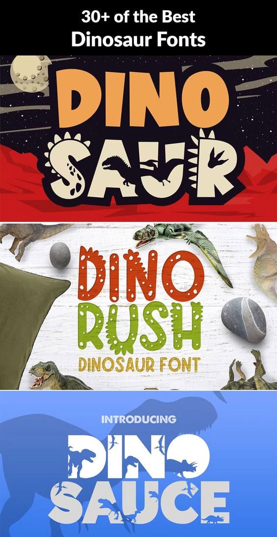 30+ of the Best Dinosaur Fonts - Image for Pinterest